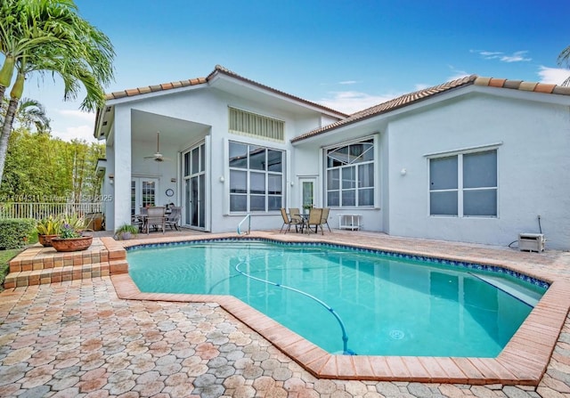 4123 W Lake Estates Dr, Davie, FL 33328 - view of pool featuring ceiling fan, outdoor dining space, and a patio area