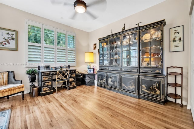 4123 W Lake Estates Dr, Davie, FL 33328 - home office featuring ceiling fan and wood finished floors
