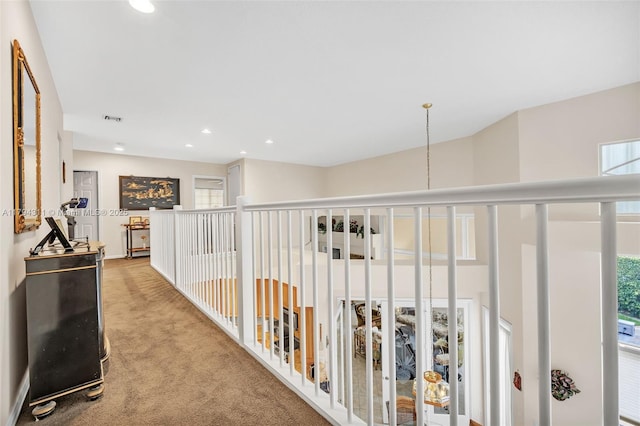 4123 W Lake Estates Dr, Davie, FL 33328 - hall featuring plenty of natural light, light carpet, and recessed lighting