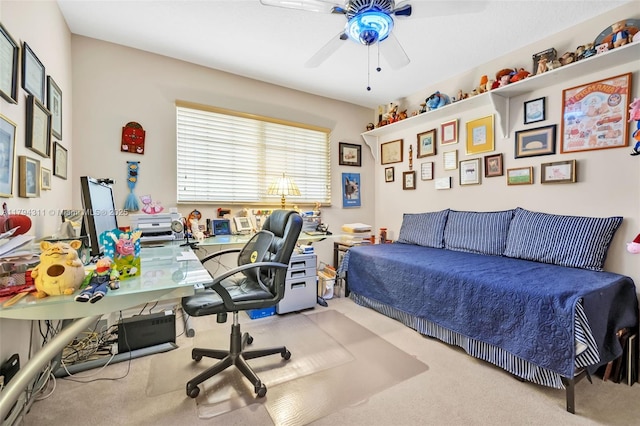 4123 W Lake Estates Dr, Davie, FL 33328 - carpeted bedroom featuring a desk and a ceiling fan