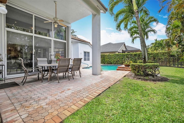 4123 W Lake Estates Dr, Davie, FL 33328 - view of patio / terrace featuring ceiling fan and outdoor dining area