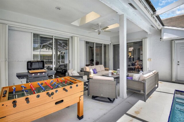 7649 Briar Cliff Cir, Lake Worth, FL 33467 - view of patio / terrace with outdoor lounge area and a ceiling fan