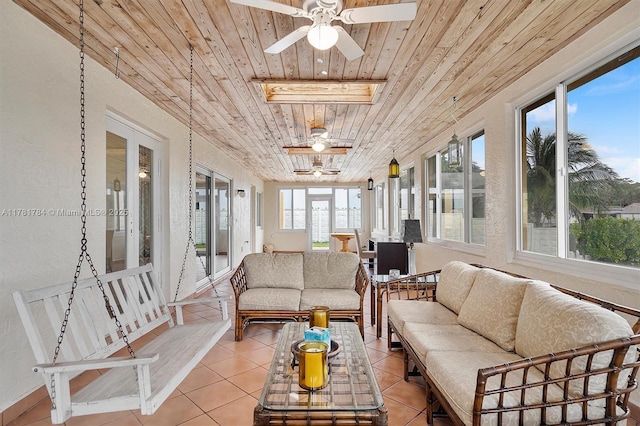 6340 NW 198th Ter, Hialeah, FL 33015 - sunroom featuring wooden ceiling and tile patterned flooring