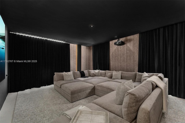 13180 Old Cutler Rd, Pinecrest, FL 33156 - home theater room featuring carpet floors and wallpapered walls