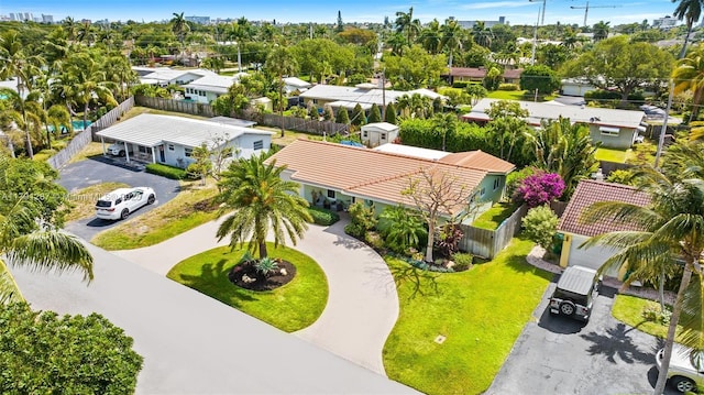 bird's eye view with a residential view