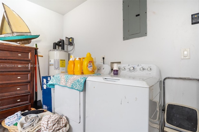 563 Lakeside Cir, Sunrise, FL 33326 - laundry area featuring electric panel, washing machine and clothes dryer, and water heater