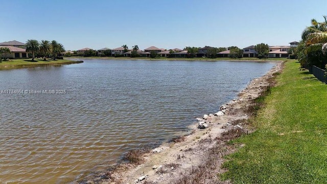 view of water feature with a residential view