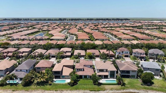 birds eye view of property with a residential view