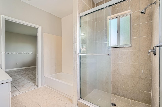 1107 NE 41st Ave, Homestead, FL 33033 - full bathroom with tile patterned flooring, a bath, and a shower stall