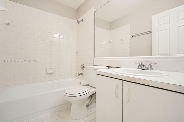7451 SW 157th Ct, Miami, FL 33193 - bathroom featuring vanity, tile patterned flooring, toilet, and shower / washtub combination