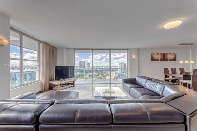 living area featuring expansive windows
