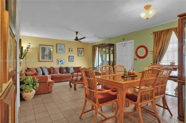 12030 SW 41st Dr, Miami, FL 33175 - dining room with healthy amount of natural light, light tile patterned flooring, and ceiling fan