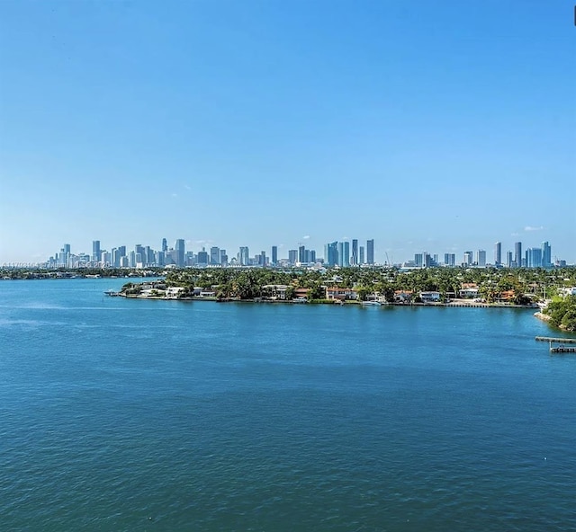 property view of water with a view of city