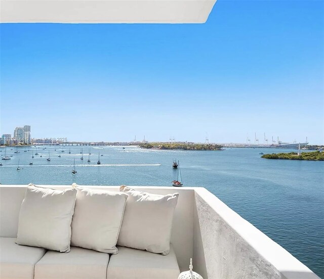 balcony with a water view