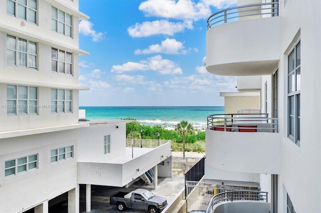 property view of water with a beach view