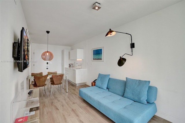 living area featuring light wood-style floors