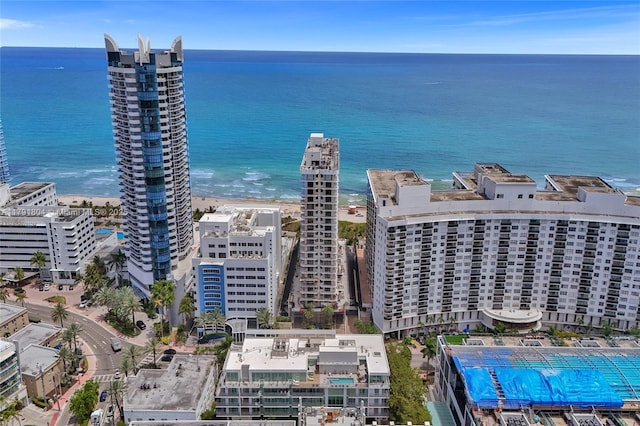 bird's eye view with a view of city and a water view