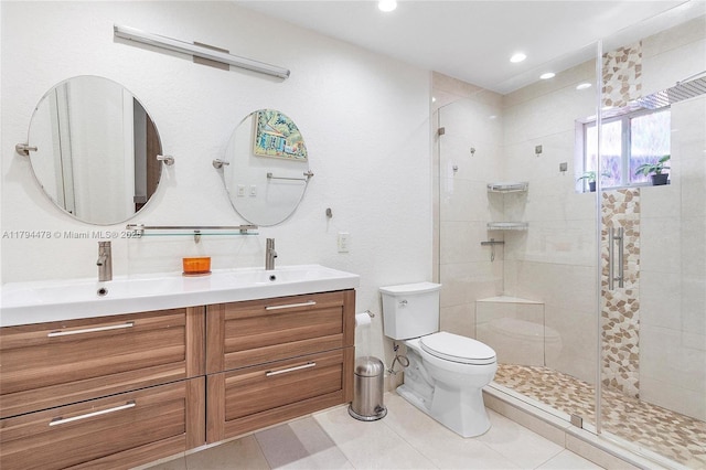1371 Canary Island Dr, Weston, FL 33327 - full bathroom featuring a sink, a stall shower, toilet, and double vanity