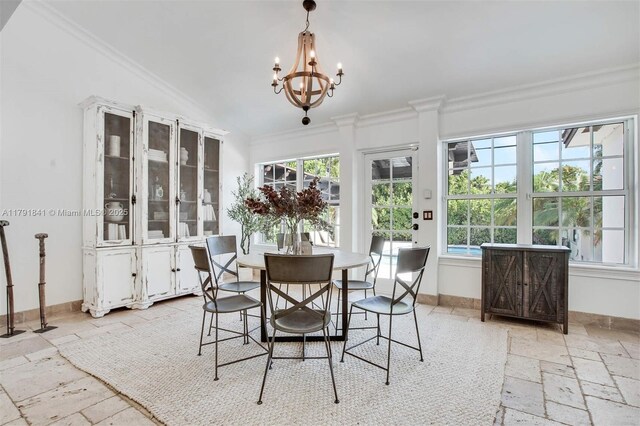 1161 Sunset Dr, Coral Gables, FL 33143 - sunroom with a chandelier and lofted ceiling