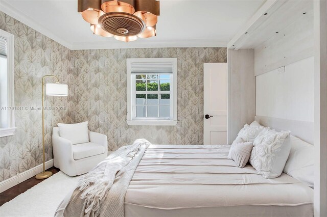 1161 Sunset Dr, Coral Gables, FL 33143 - bedroom featuring baseboards, crown molding, and wood finished floors