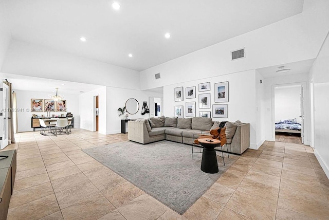 3501 Keyser Ave Unit 43, Hollywood, FL 33021 - living room with baseboards, recessed lighting, light tile patterned flooring, and visible vents