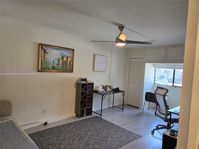 295 Jacaranda Dr Unit 20, Plantation, FL 33324 - office with baseboards, a ceiling fan, and wood finished floors