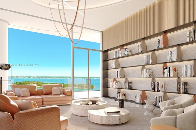 7940 W Dr Unit 1604, North Bay Village, FL 33141 - living area featuring floor to ceiling windows and a water view