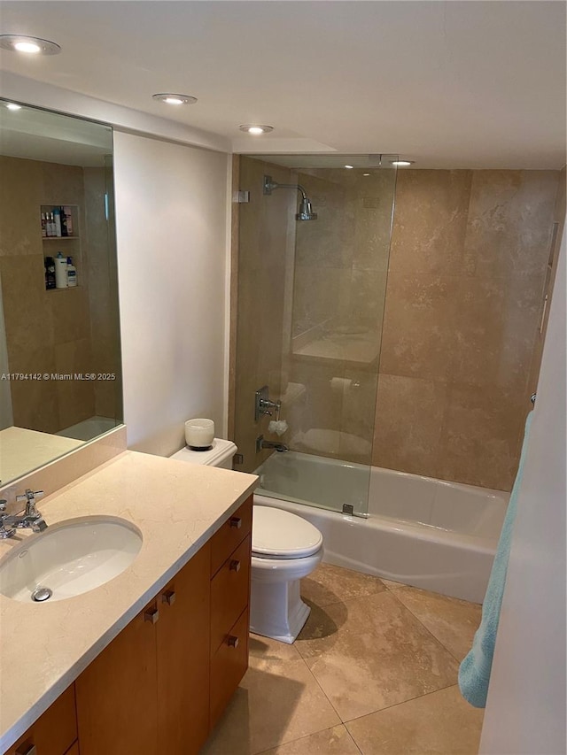 1121 Crandon Blvd Unit D902, Key Biscayne, FL 33149 - bathroom with tile patterned flooring, vanity, toilet, shower / washtub combination, and recessed lighting
