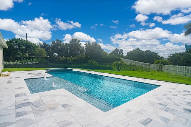 5202 S Sterling Ranch Cir, Davie, FL 33314 - view of pool with a lawn, fence, a fenced in pool, and a patio area
