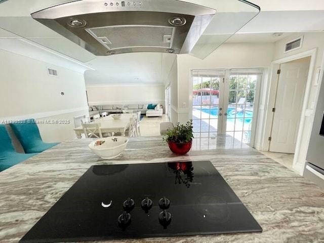 416 N Rainbow Dr, Hollywood, FL 33021 - living room with french doors and ornamental molding