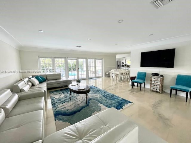 416 N Rainbow Dr, Hollywood, FL 33021 - living room featuring crown molding