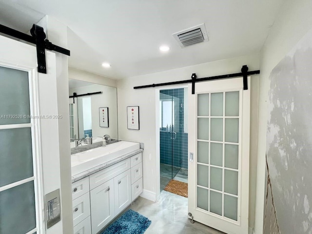 416 N Rainbow Dr, Hollywood, FL 33021 - bathroom featuring vanity, a shower stall, and recessed lighting