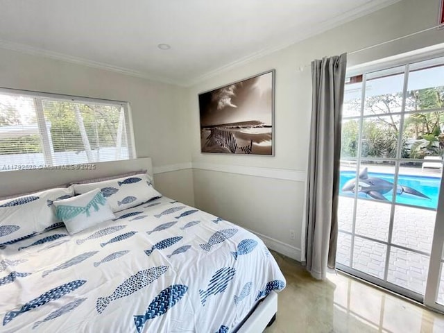 416 N Rainbow Dr, Hollywood, FL 33021 - bedroom featuring ornamental molding and access to outside