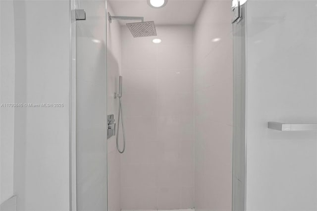 interior details featuring a shower stall