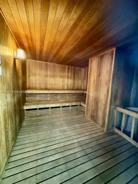 view of sauna / steam room with wood-type flooring