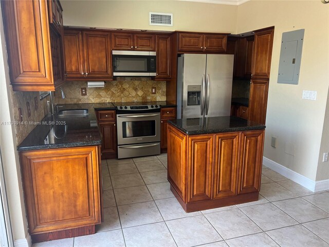8515 SW 152nd Ave Unit 284, Miami, FL 33193 - kitchen featuring appliances with stainless steel finishes, a sink, decorative backsplash, visible vents, and electric panel