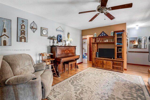9341 Marine Dr, Cutler Bay, FL 33189 - living room with baseboards, ceiling fan, and wood finished floors