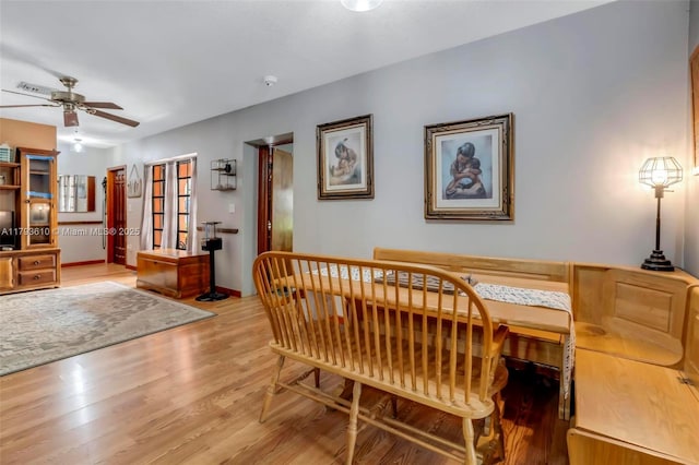 9341 Marine Dr, Cutler Bay, FL 33189 - dining area with baseboards, ceiling fan, and wood finished floors