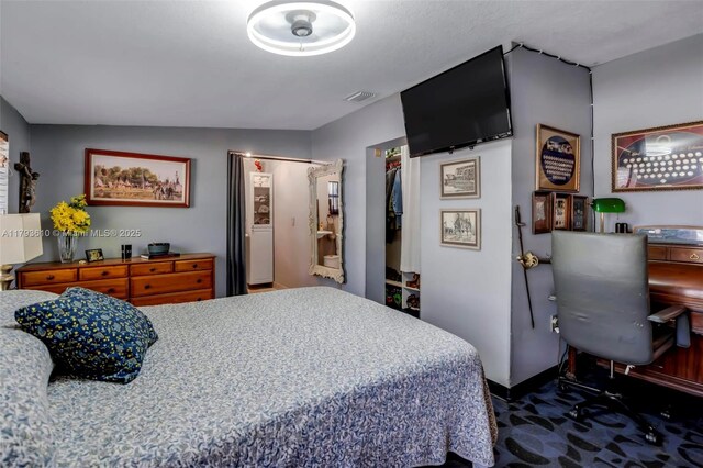 9341 Marine Dr, Cutler Bay, FL 33189 - bedroom featuring visible vents, baseboards, and dark carpet