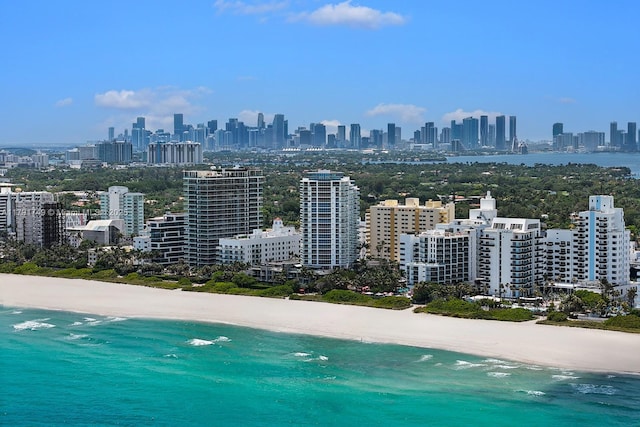 3801 Collins Ave Unit 703, Miami Beach, FL 33140 - bird's eye view with a water view, a city view, and a beach view