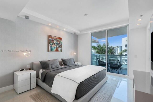3801 Collins Ave Unit 703, Miami Beach, FL 33140 - bedroom with recessed lighting, floor to ceiling windows, and access to exterior