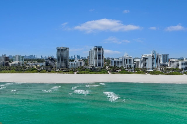 3801 Collins Ave Unit 703, Miami Beach, FL 33140 - property view of water featuring a view of city and a beach view