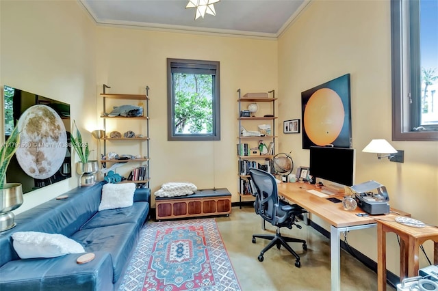 2760 Kirk St, Coconut Grove, FL 33133 - office featuring crown molding and a wealth of natural light