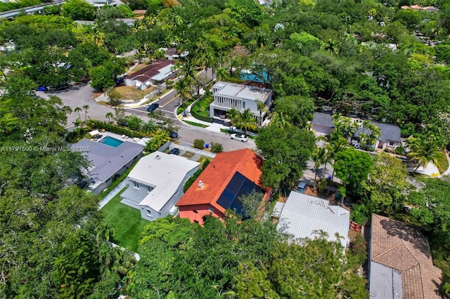 drone / aerial view with a residential view