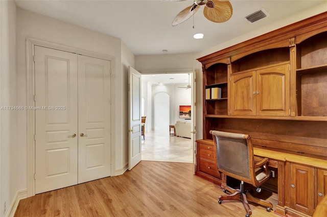 4 Mccairn Ct, Palm Beach Gardens, FL 33418 - office space featuring ceiling fan, visible vents, and light wood-type flooring