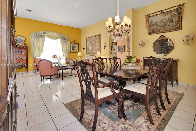 13230 NW 10th St, Miami, FL 33182 - dining room featuring visible vents, light tile patterned floors, and a notable chandelier