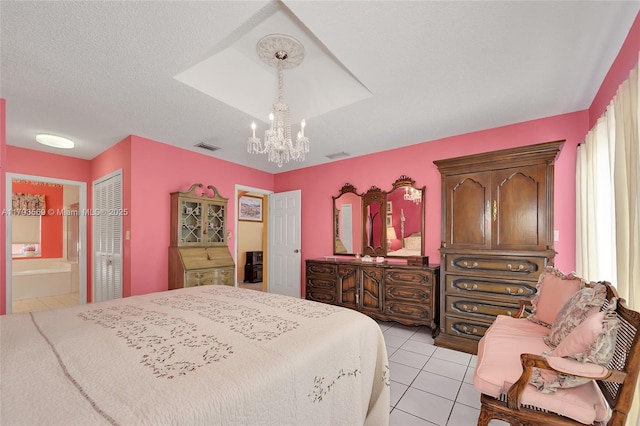 13230 NW 10th St, Miami, FL 33182 - bedroom with visible vents, a closet, multiple windows, light tile patterned floors, and a notable chandelier