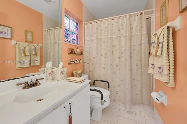 13230 NW 10th St, Miami, FL 33182 - full bathroom featuring vanity, tile patterned flooring, toilet, and a shower with shower curtain