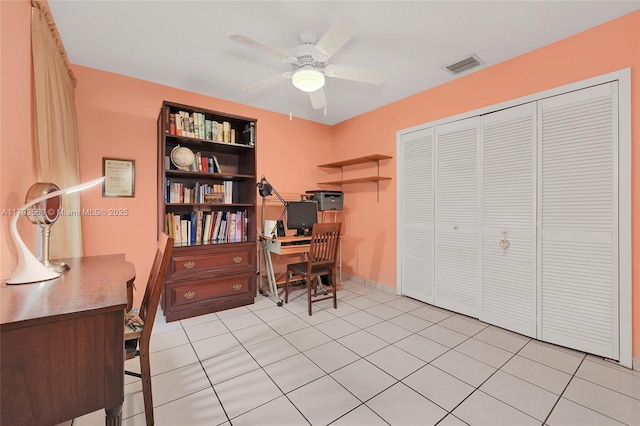 13230 NW 10th St, Miami, FL 33182 - office space featuring light tile patterned flooring, ceiling fan, and visible vents