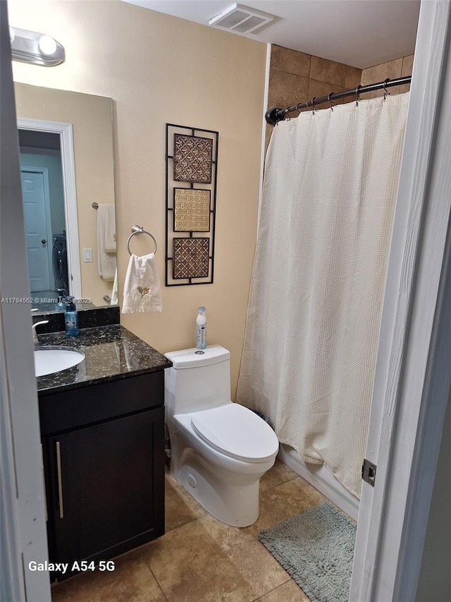20401 SW 1st St, Pembroke Pines, FL 33029 - bathroom featuring visible vents, curtained shower, toilet, and vanity